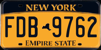 NY license plate FDB9762
