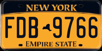 NY license plate FDB9766