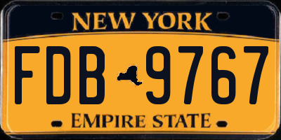 NY license plate FDB9767