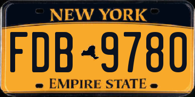 NY license plate FDB9780