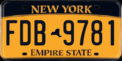 NY license plate FDB9781