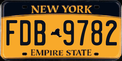NY license plate FDB9782