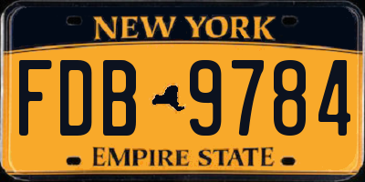 NY license plate FDB9784
