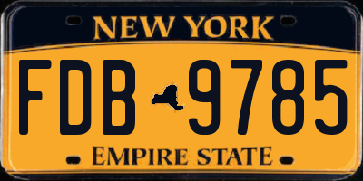 NY license plate FDB9785