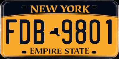 NY license plate FDB9801