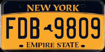 NY license plate FDB9809