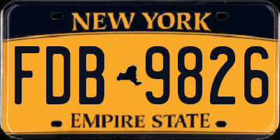 NY license plate FDB9826