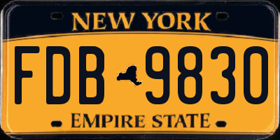 NY license plate FDB9830