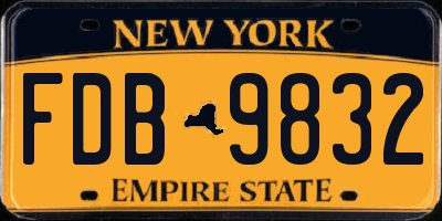 NY license plate FDB9832