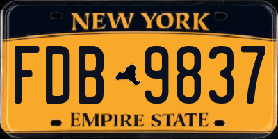 NY license plate FDB9837