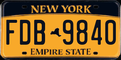NY license plate FDB9840