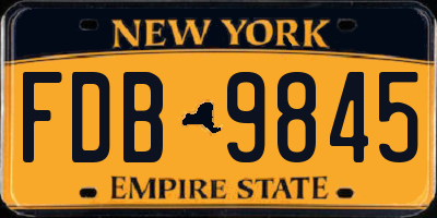 NY license plate FDB9845