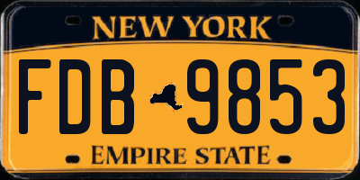 NY license plate FDB9853