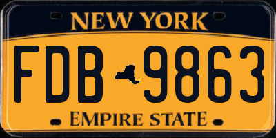 NY license plate FDB9863