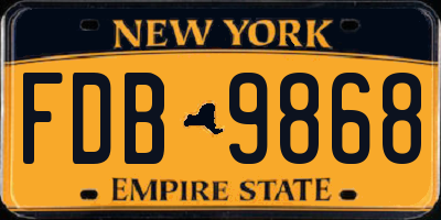 NY license plate FDB9868