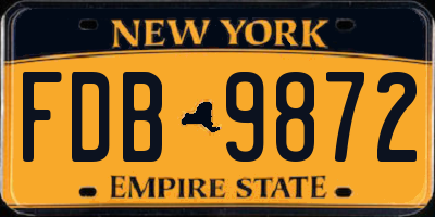NY license plate FDB9872