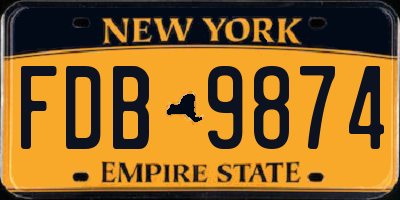 NY license plate FDB9874
