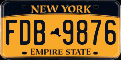NY license plate FDB9876