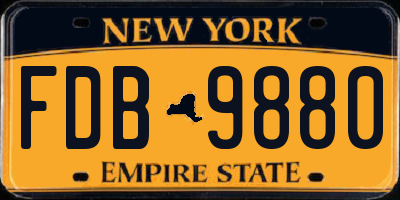 NY license plate FDB9880
