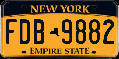 NY license plate FDB9882