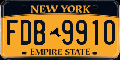 NY license plate FDB9910