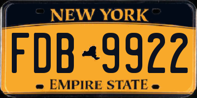 NY license plate FDB9922