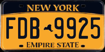 NY license plate FDB9925