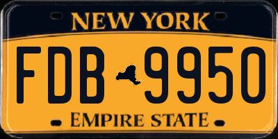 NY license plate FDB9950