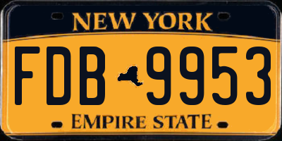 NY license plate FDB9953