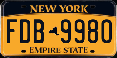 NY license plate FDB9980