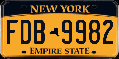 NY license plate FDB9982