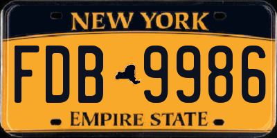 NY license plate FDB9986