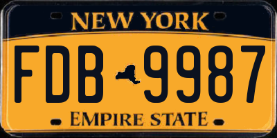 NY license plate FDB9987