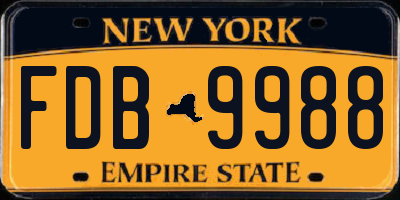 NY license plate FDB9988