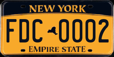 NY license plate FDC0002