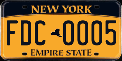 NY license plate FDC0005