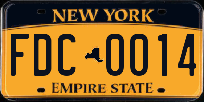 NY license plate FDC0014