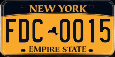 NY license plate FDC0015