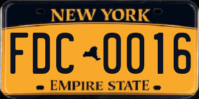 NY license plate FDC0016