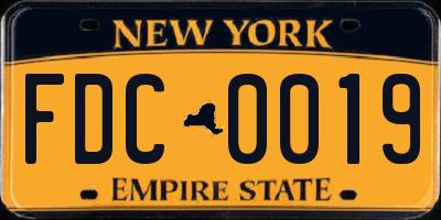 NY license plate FDC0019