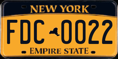 NY license plate FDC0022
