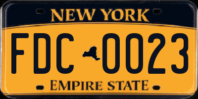 NY license plate FDC0023