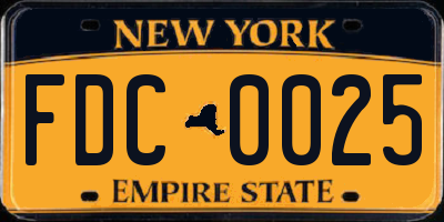NY license plate FDC0025