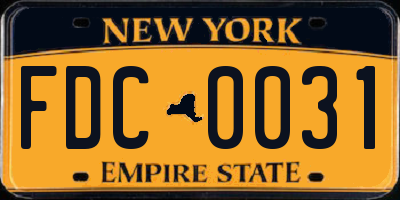 NY license plate FDC0031