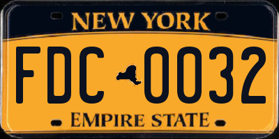 NY license plate FDC0032