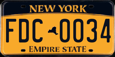 NY license plate FDC0034