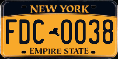 NY license plate FDC0038