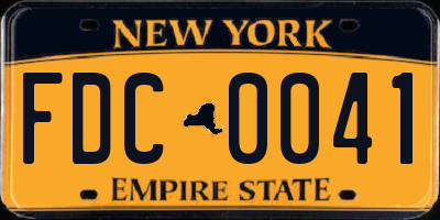NY license plate FDC0041