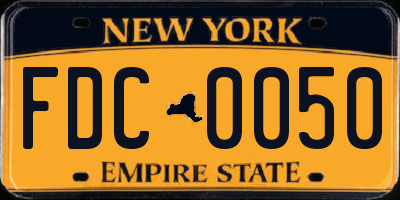 NY license plate FDC0050