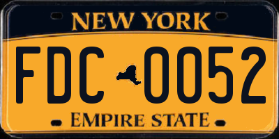 NY license plate FDC0052